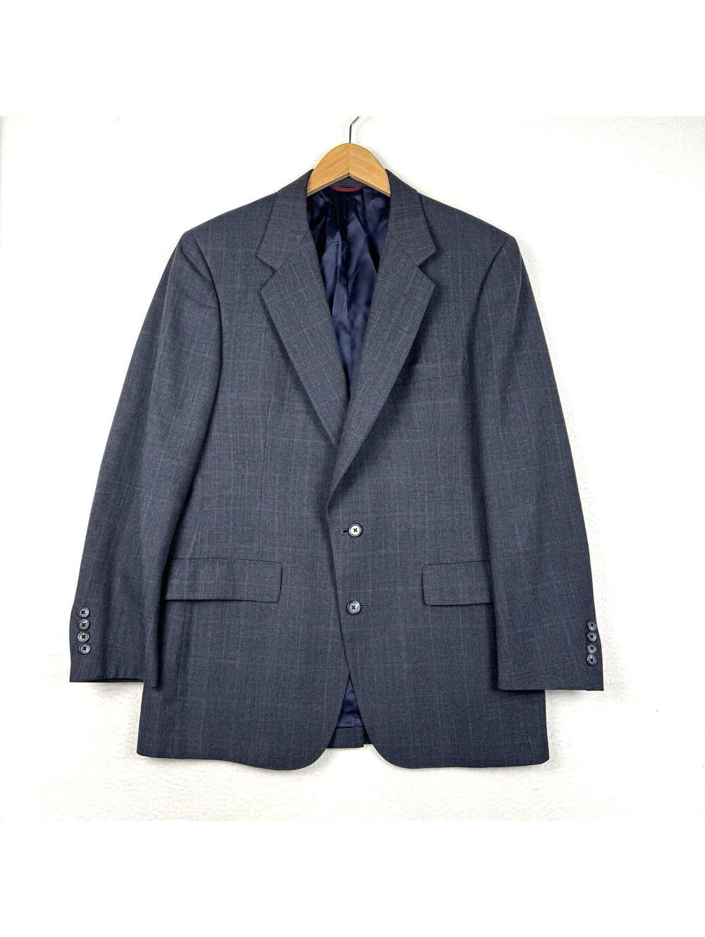 Hart Schaffner Marx Mens 42R Dark Navy Windowpane Suit Sport Coat Blazer